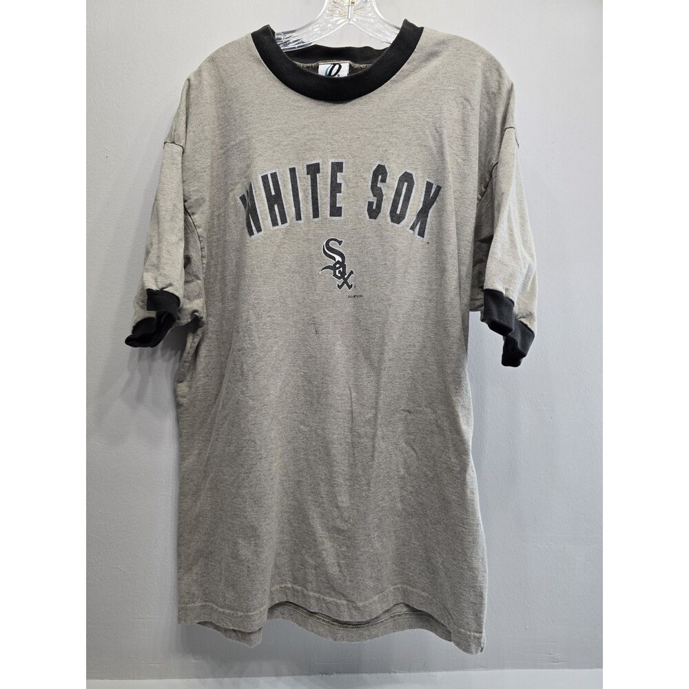Y2K Chicago White Sox Vintage Ringer T Shirt XL Dynasty Distressed 2000 MLB Logo